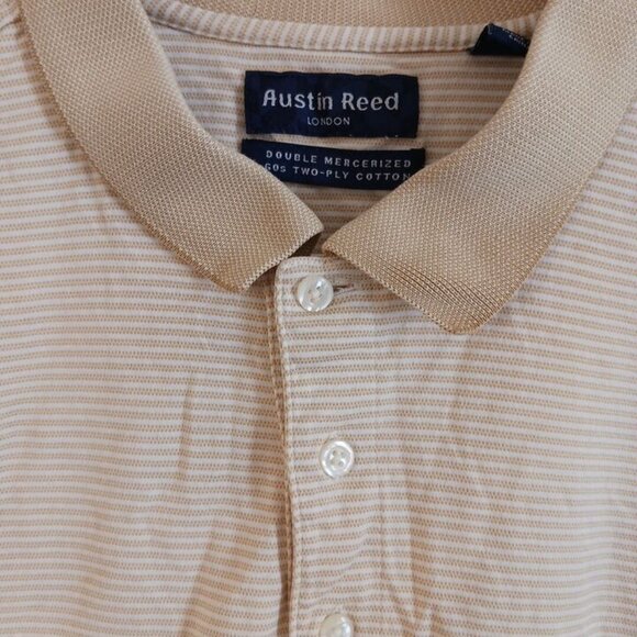 Austin Reed London Polo Shirt Men's XL Striped Double Mercerized Two Ply Cotton - Picture 3 of 5